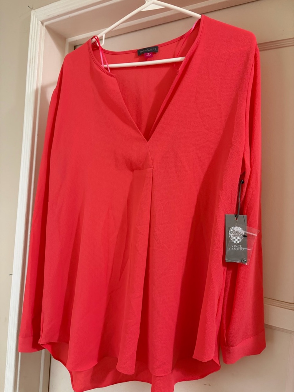 Vince Camuto Coral V-Neck Long Sleeve Blouse